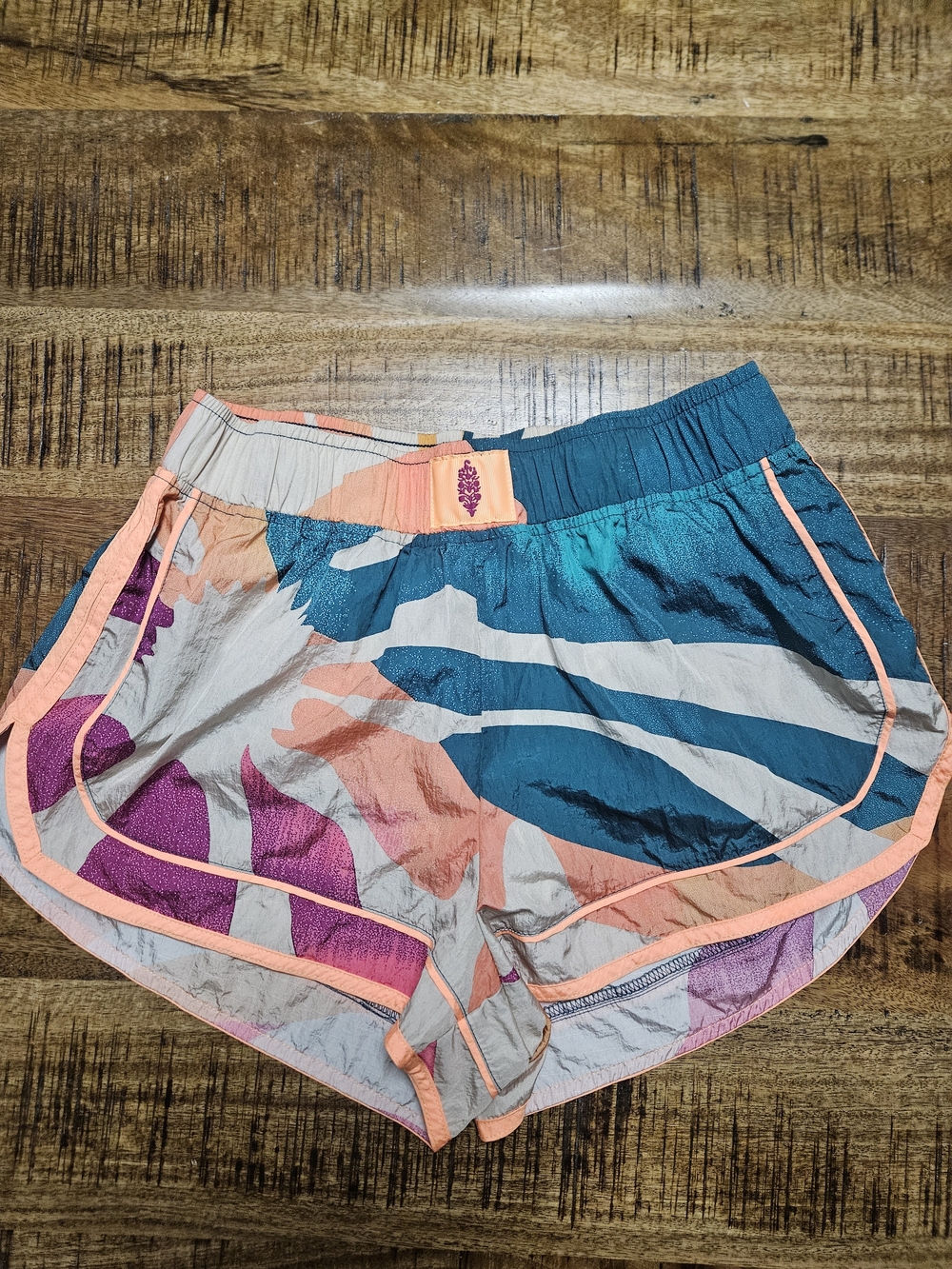 Free People Multicolor Athletic Shorts - Teal, Peach & Purple Accents